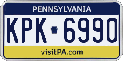 PA license plate KPK6990