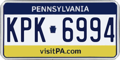 PA license plate KPK6994