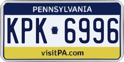 PA license plate KPK6996