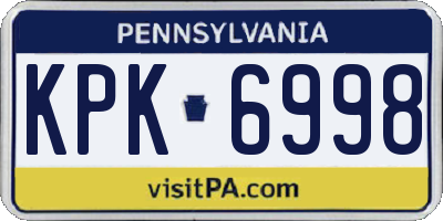 PA license plate KPK6998