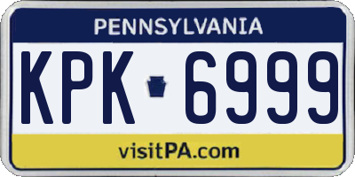 PA license plate KPK6999