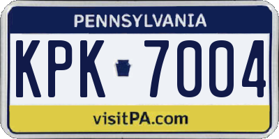 PA license plate KPK7004