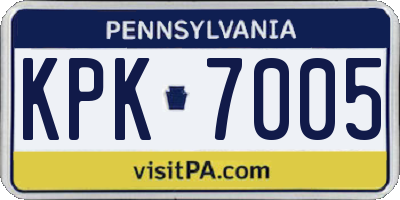 PA license plate KPK7005