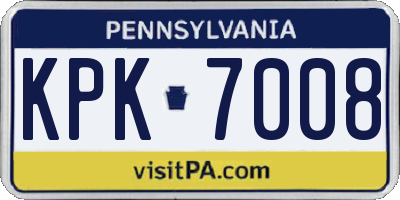 PA license plate KPK7008