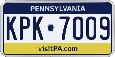 PA license plate KPK7009