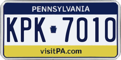 PA license plate KPK7010