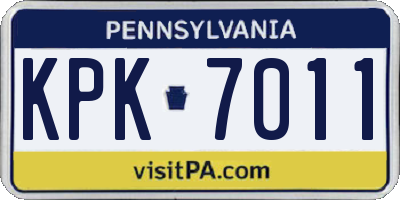 PA license plate KPK7011