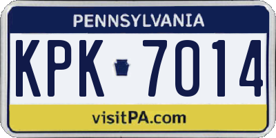 PA license plate KPK7014