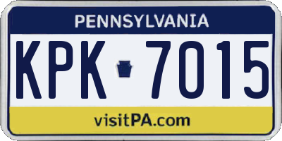 PA license plate KPK7015