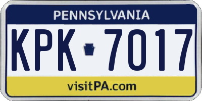 PA license plate KPK7017