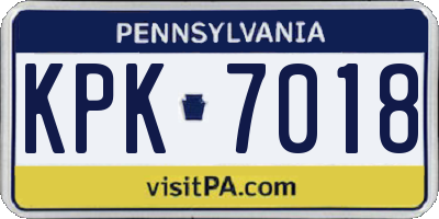 PA license plate KPK7018