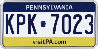 PA license plate KPK7023