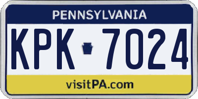 PA license plate KPK7024