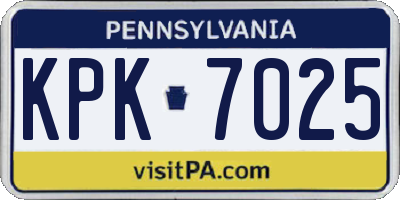 PA license plate KPK7025