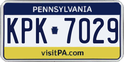 PA license plate KPK7029