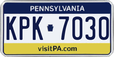 PA license plate KPK7030
