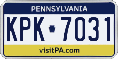 PA license plate KPK7031