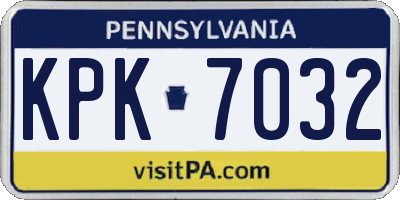 PA license plate KPK7032