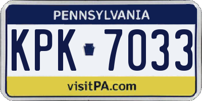 PA license plate KPK7033