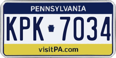 PA license plate KPK7034