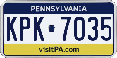 PA license plate KPK7035