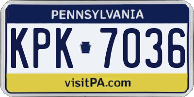 PA license plate KPK7036