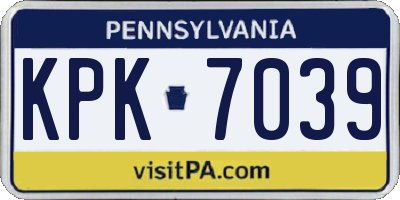 PA license plate KPK7039