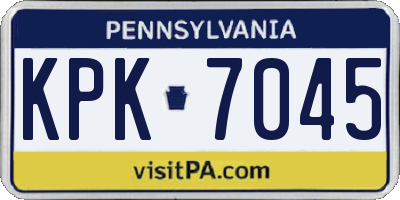 PA license plate KPK7045