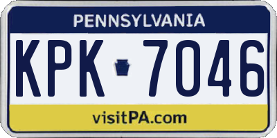 PA license plate KPK7046