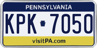 PA license plate KPK7050