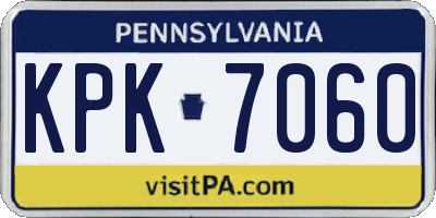 PA license plate KPK7060