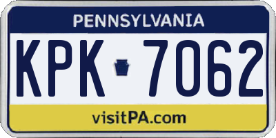 PA license plate KPK7062