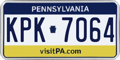 PA license plate KPK7064
