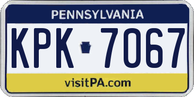 PA license plate KPK7067
