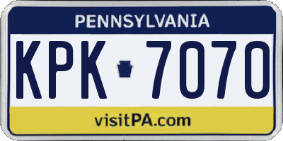 PA license plate KPK7070