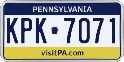 PA license plate KPK7071
