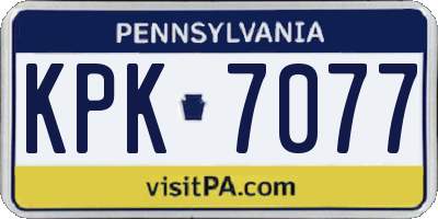 PA license plate KPK7077