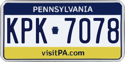 PA license plate KPK7078
