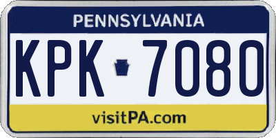 PA license plate KPK7080