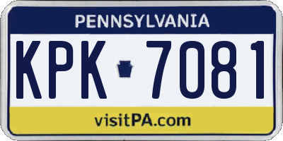 PA license plate KPK7081
