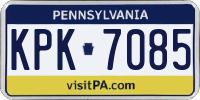 PA license plate KPK7085