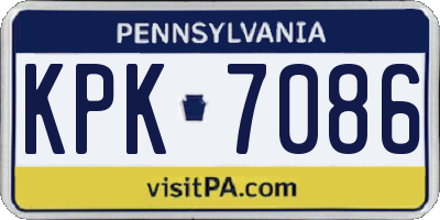PA license plate KPK7086
