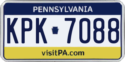 PA license plate KPK7088