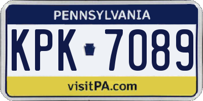 PA license plate KPK7089