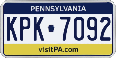 PA license plate KPK7092
