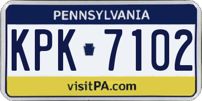 PA license plate KPK7102