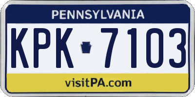 PA license plate KPK7103