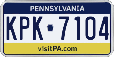 PA license plate KPK7104
