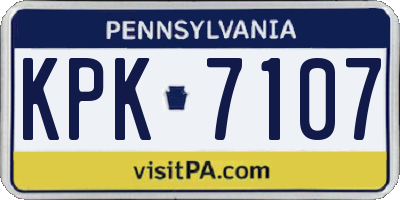 PA license plate KPK7107