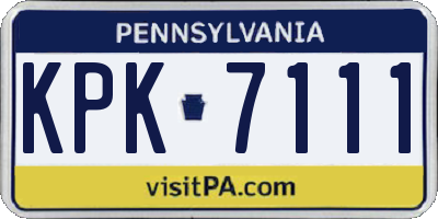 PA license plate KPK7111